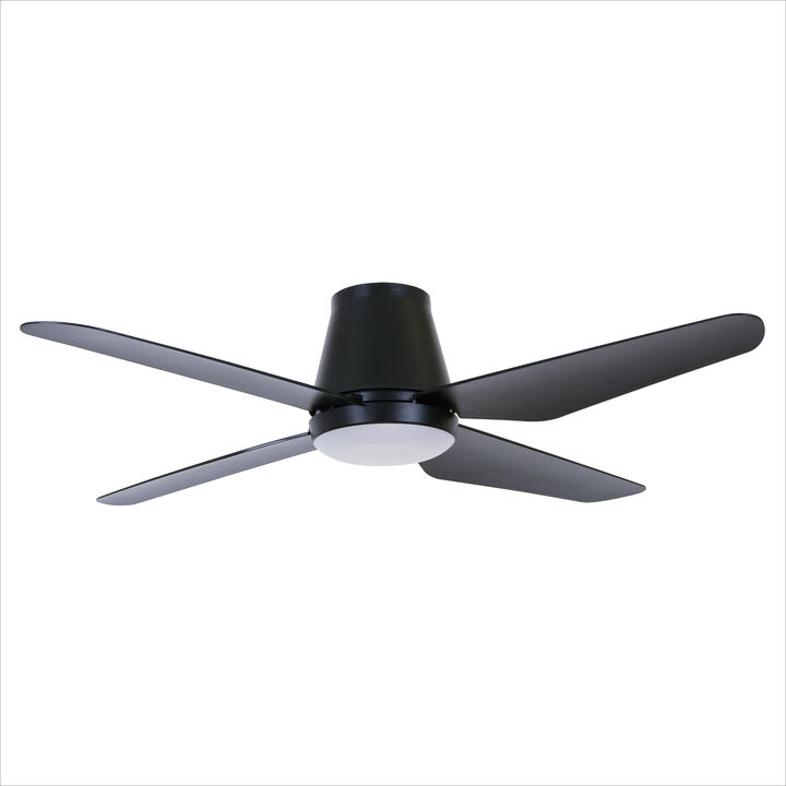 Lucci Air Aria Hugger 52" Flush Mount Indoor/Outdoor Ceiling Fan with Light and Remote, Damp Rated, Low Profile Black LED Ceiling Fan for Low Ceiling