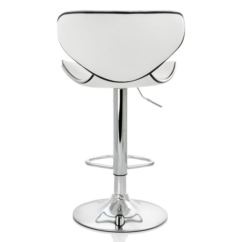 Elama 2 Piece Faux Leather Adjustable Bar Stool in White with Chrome Base image number 5