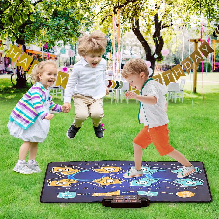 Musical Dance Play Mat for Kids, 8-Button Rhythm Dance Pad with Single & Two Player Modes-Blue