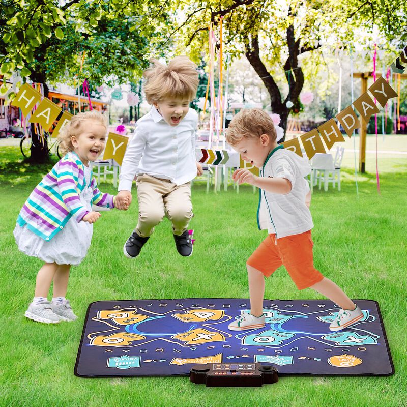 Musical Dance Play Mat for Kids, 8-Button Rhythm Dance Pad with Single & Two Player Modes-Blue image number 1