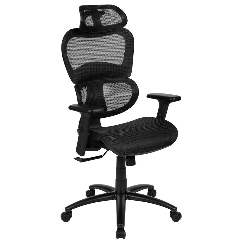 LO Ergonomic Mesh Office Chair with 2-to-1 Synchro-Tilt, Adjustable Headrest, Lumbar Support, and Adjustable Pivot Arms in Black image number 0