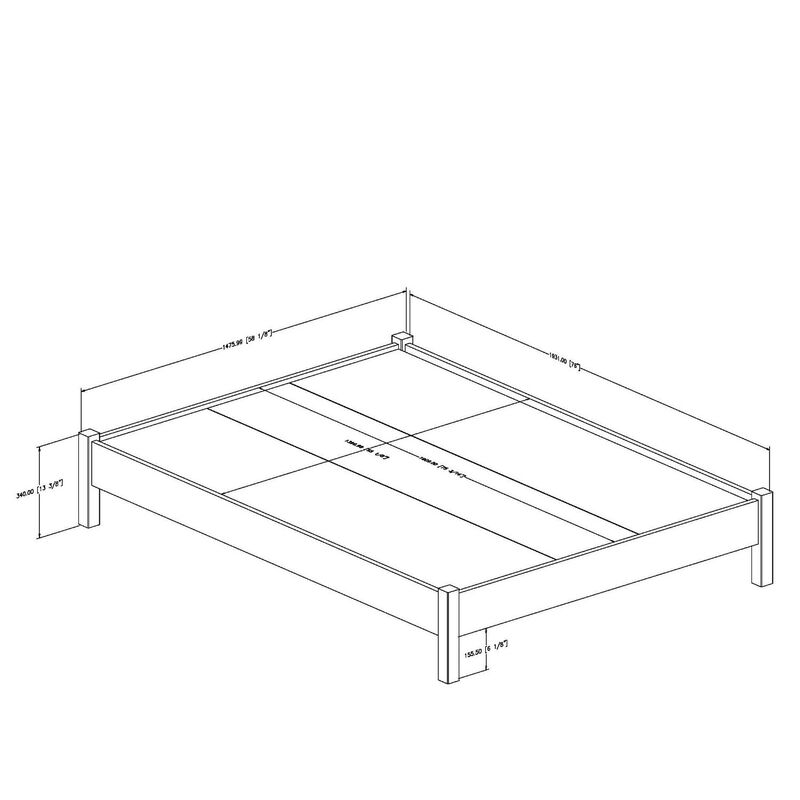 QuikFurn Full size Simple Platform Bed in White Finish - Modern Design