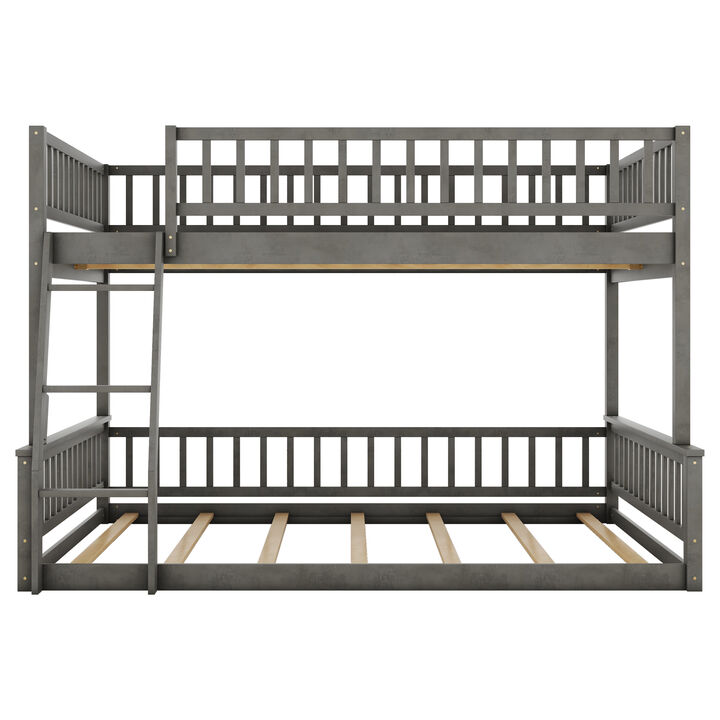 Merax Full XL over Queen Bunk Bed with Ladder and Guardrails