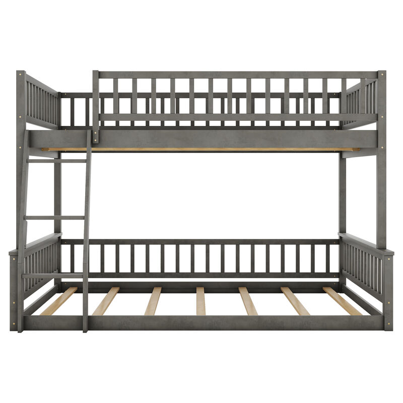 Merax Full XL over Queen Bunk Bed with Ladder and Guardrails