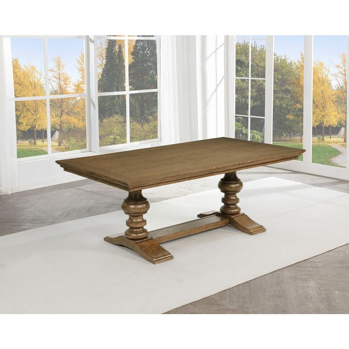 Best Quality Furniture Traditional 72 Wood Dining Table In Brown Oak Veneer Color