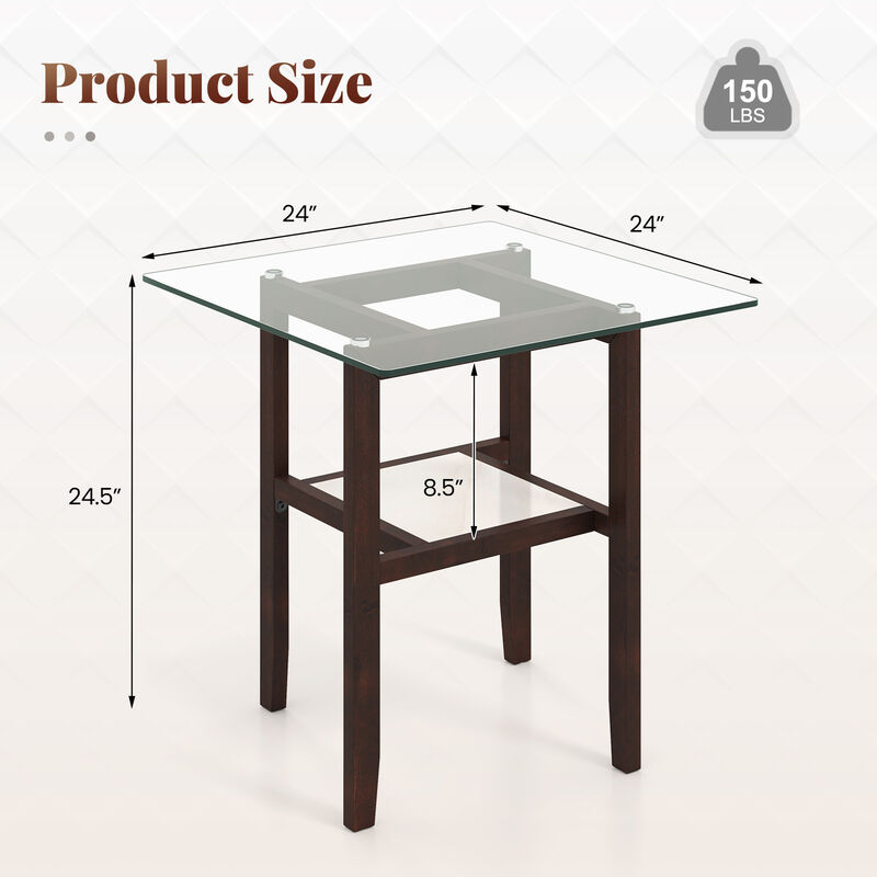 2-Tier Square Glass Coffee Table with Storage Space &ndash; Sleek Living Room Table