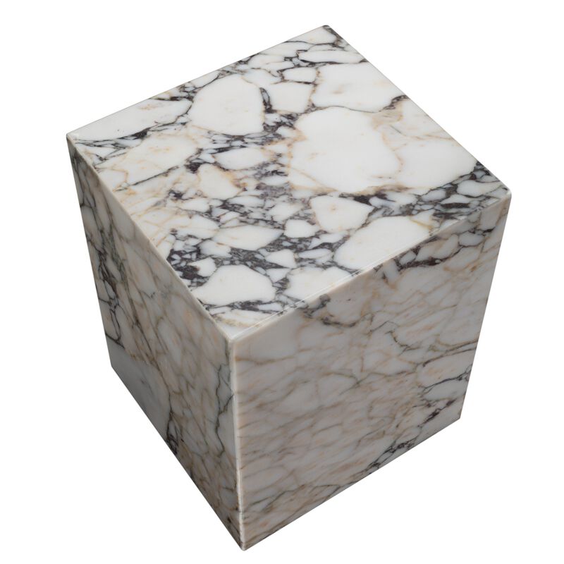 HomeRoots 20" Ivory Marble Square Block End Table image number 3