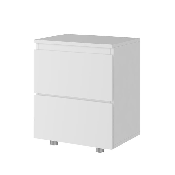 2-Drawer White Nightstands Side Table Bedside Table 18.9 in. H x 15.7 in. W x 11.6 in. D