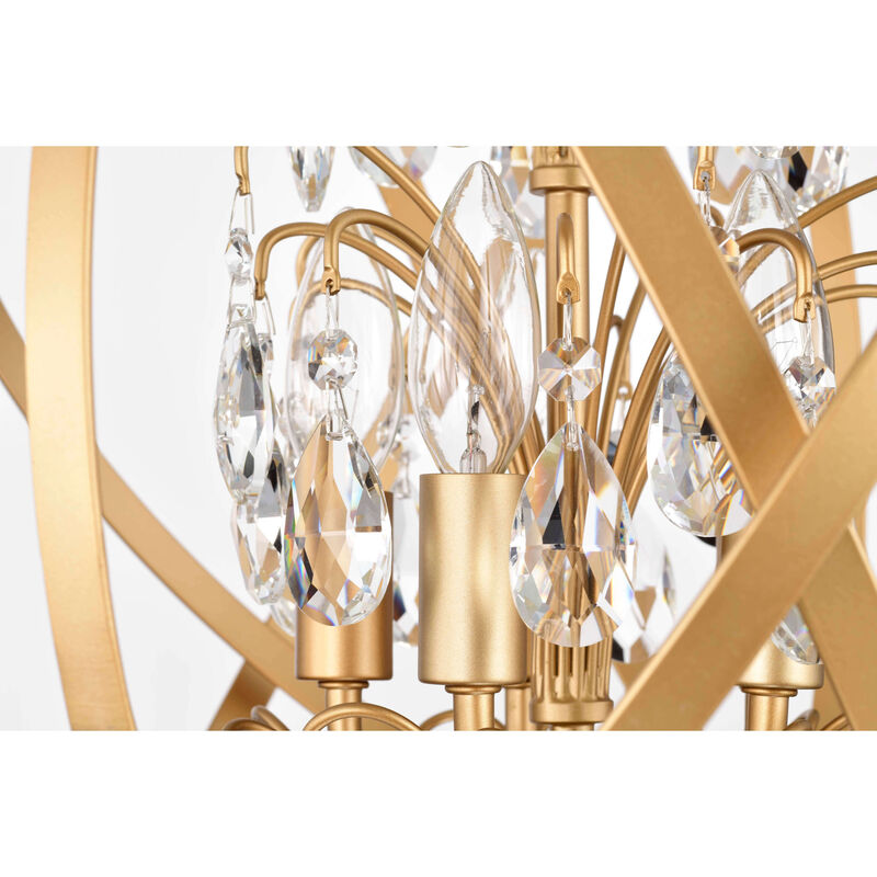 Clara Yellow-ish Gold 5-Light Metal Globe Crystal Chandelier image number 3