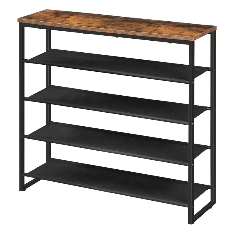 5-Tier Shoe Rack with 4 Oxford Cloth Shelves and Top Panel, Shoe Organizer image number 0