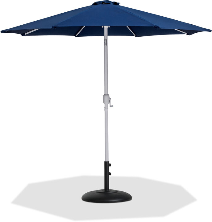 Meridian Furniture Fiji Navy Fabric / Matte Black Aluminum Patio Umbrella with Base Sets