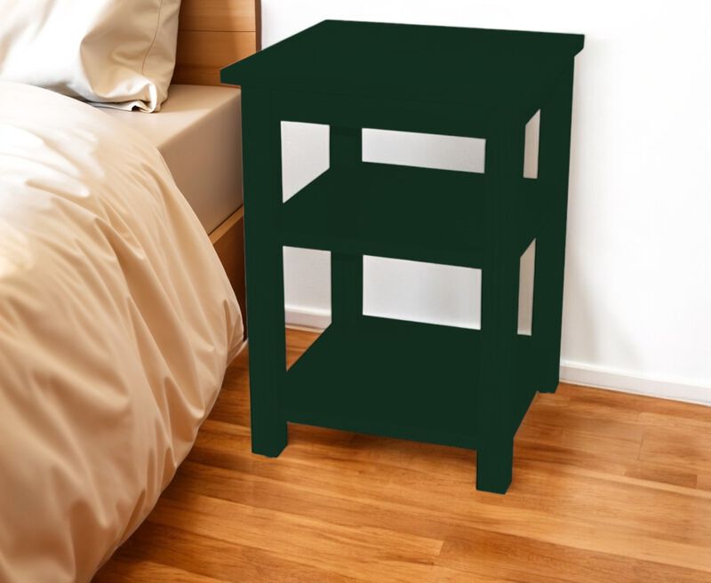 HomeRoots 28" Dark Green Solid Wood Nightstand image number 1