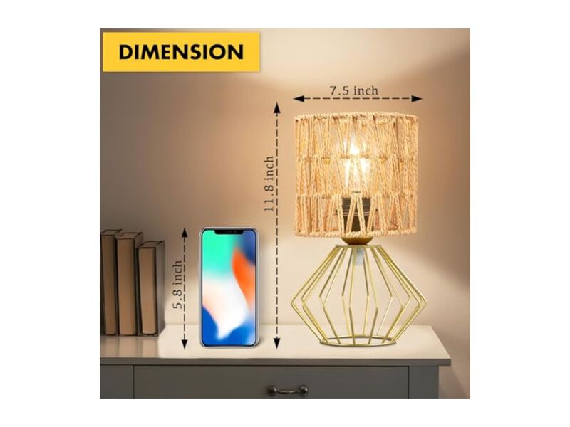 Farmhouse Modern Boho Rattan Lamp Shades Set Of 2 For Living Room Bedroom Gold image number 2