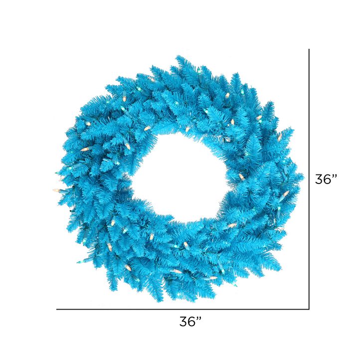 Vickerman 36" Sky Blue Fir Artificial Christmas Wreath, Unlit - Faux Fir Christmas Wreath - Indoor Seasonal Home Decor