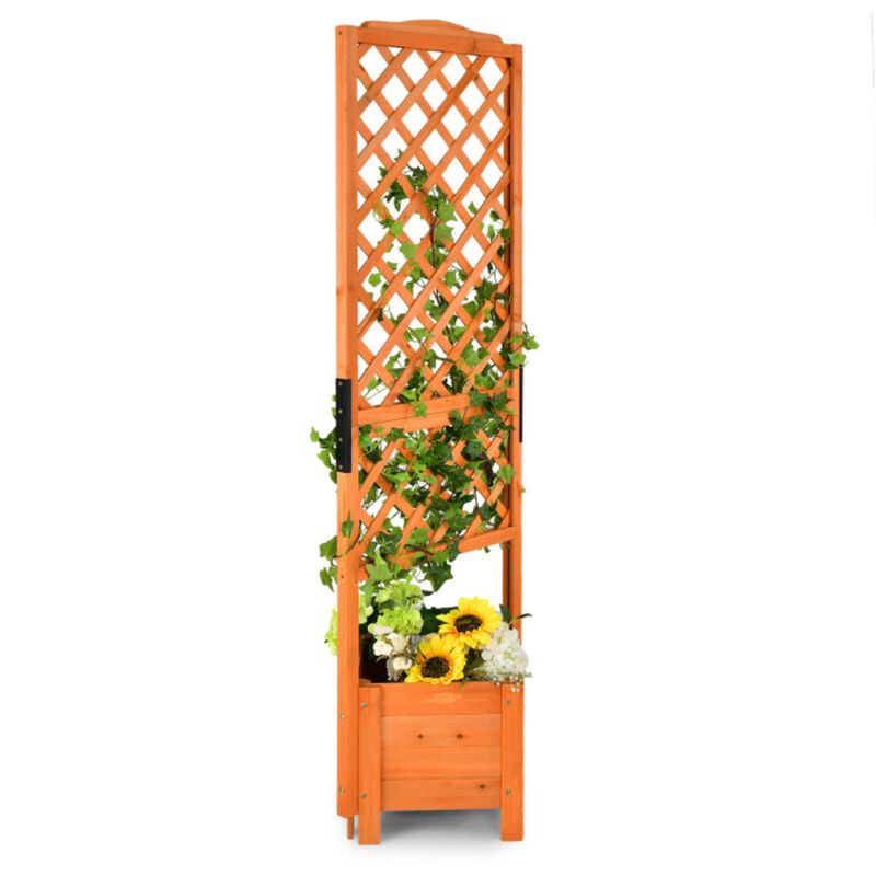 Hivvago 71" Raised Garden Bed with Trellis and Planter Box-Orange