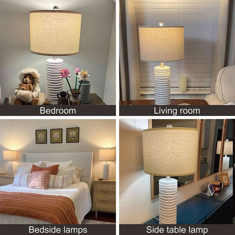 ShipItFurniture 24-Inch White Ceramic Table Lamp Set - 2 Pack image number 3
