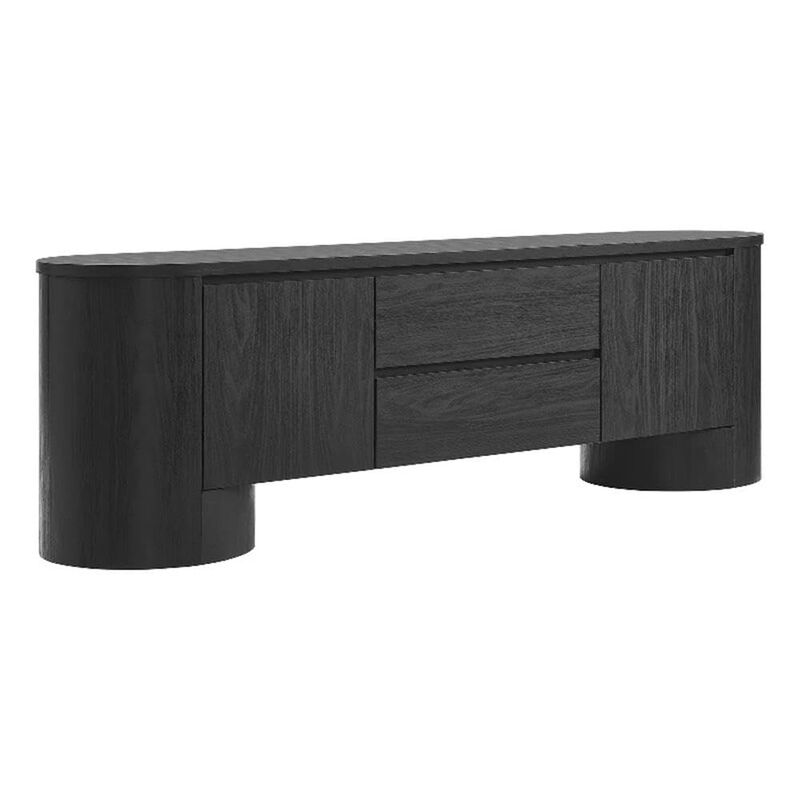 Modway Duval 71 Inch Oval TV Stand in Black &ndash; Low Profile Mid Century Modern Media Cabinet - Living Room Entertainment Center with Storage image number 0