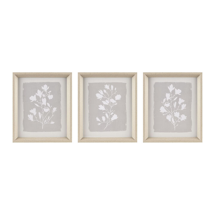 Gracie Mills Mccall 3-Piece Botanical Floral Framed Glass Wall Art Set