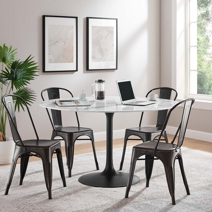 Modway - Lippa 54" Round Artificial Marble Dining Table Black White