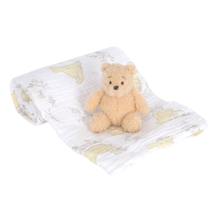 Lambs & Ivy Disney Baby Winnie the Pooh Swaddle Blanket & Plush Toy Gift Set