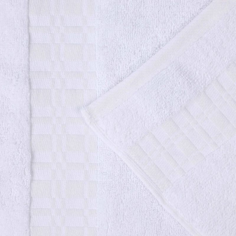 4-Piece Cotton Bath Towel Set with Geometric Border Design image number 3