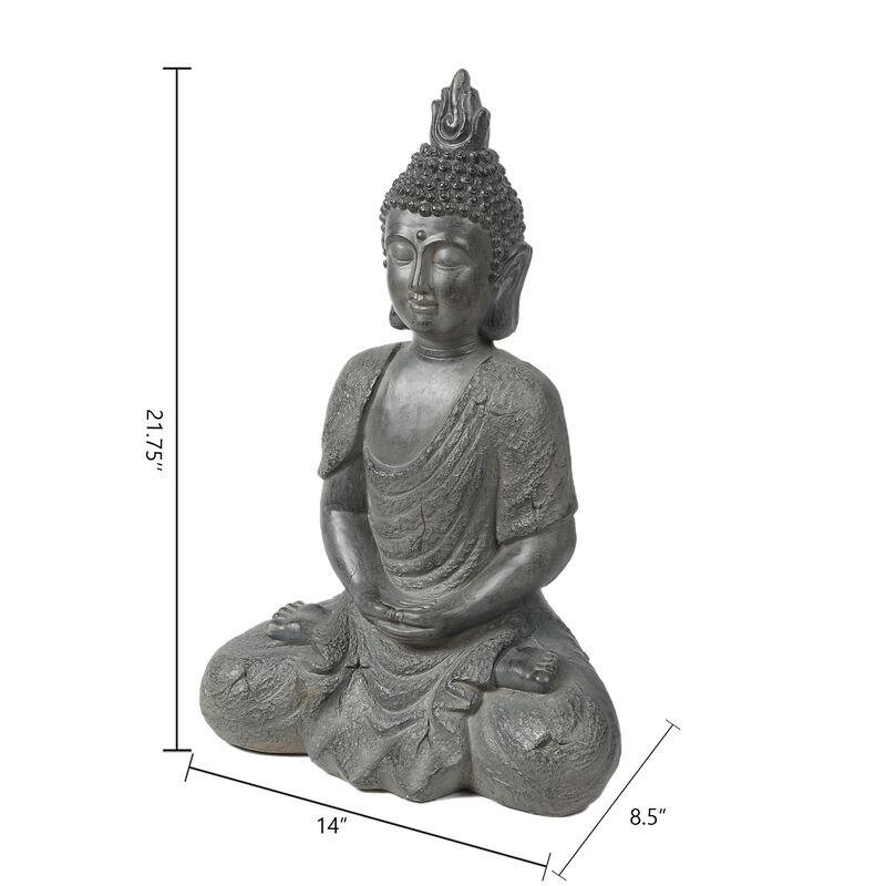 LuxenHome Gray MgO 21.7in. H Meditating Buddha Garden Statue