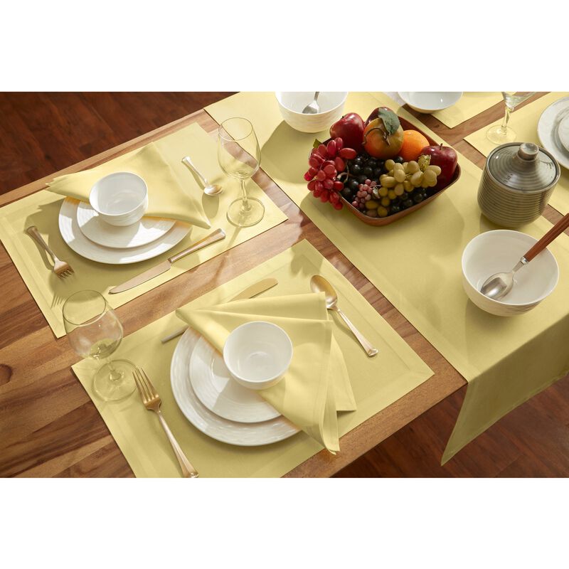 Solino Home Cotton Linen Placemats 14 x 19 Inch Set of 4 - Dru - Cotton Linen Plain
