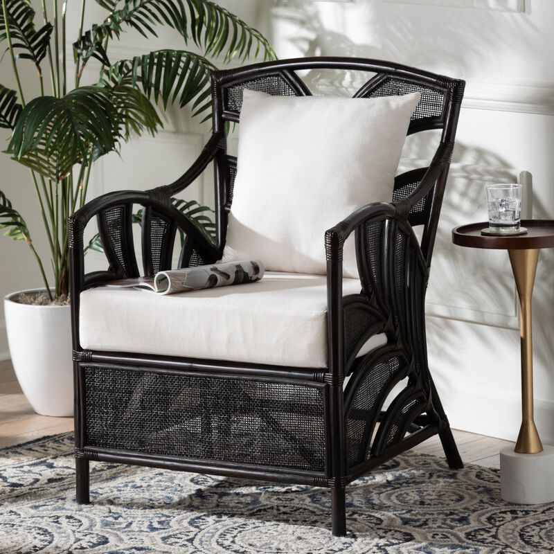 bali & pari Paden Natural Rattan Armchair - Handwoven Wicker Accent Chair with Banana Leaf Frame for Living Room or Sun Room image number 7