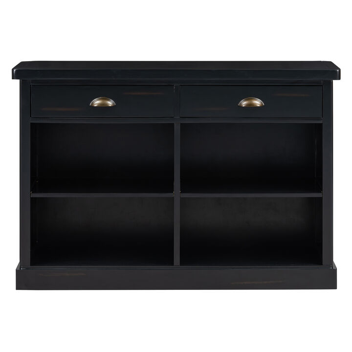 Hegrer 2 Drawers and Open Storage Shelves  Console Table