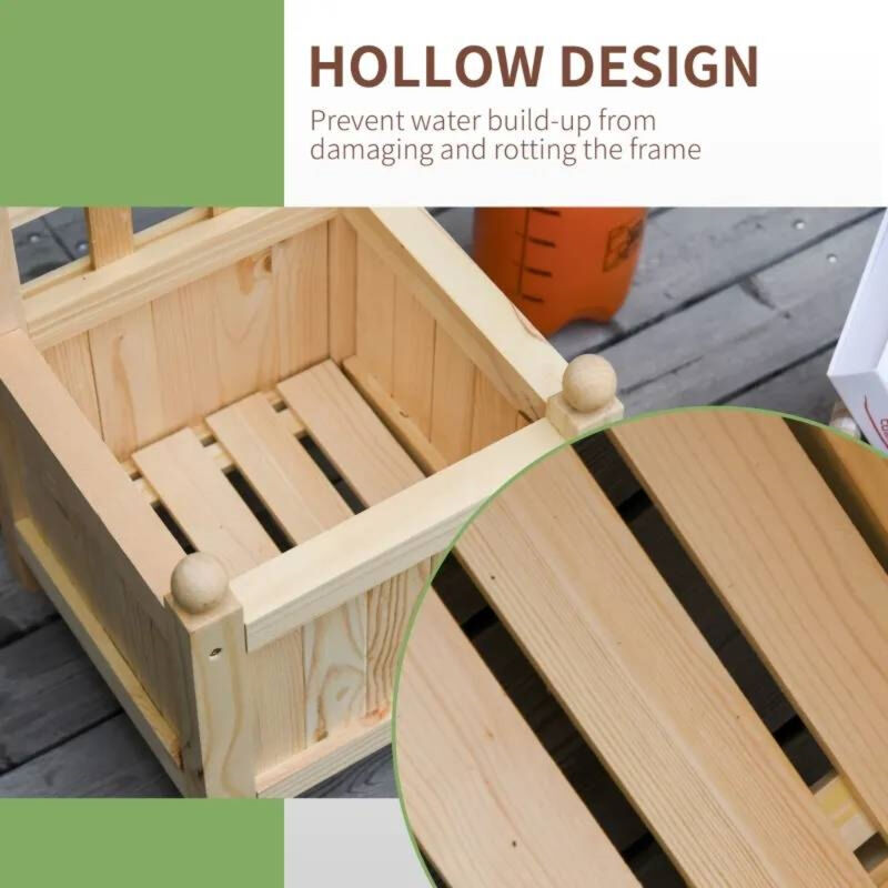 Natural Fir Wood Raised Garden Bed – Outdoor Planter Box with Trellis for Vegetables and Herbs