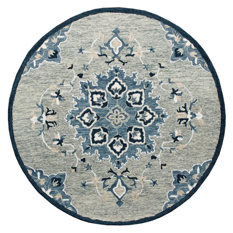 HomeRoots Wool Medallion Hand Tufted Round Rug image number 0