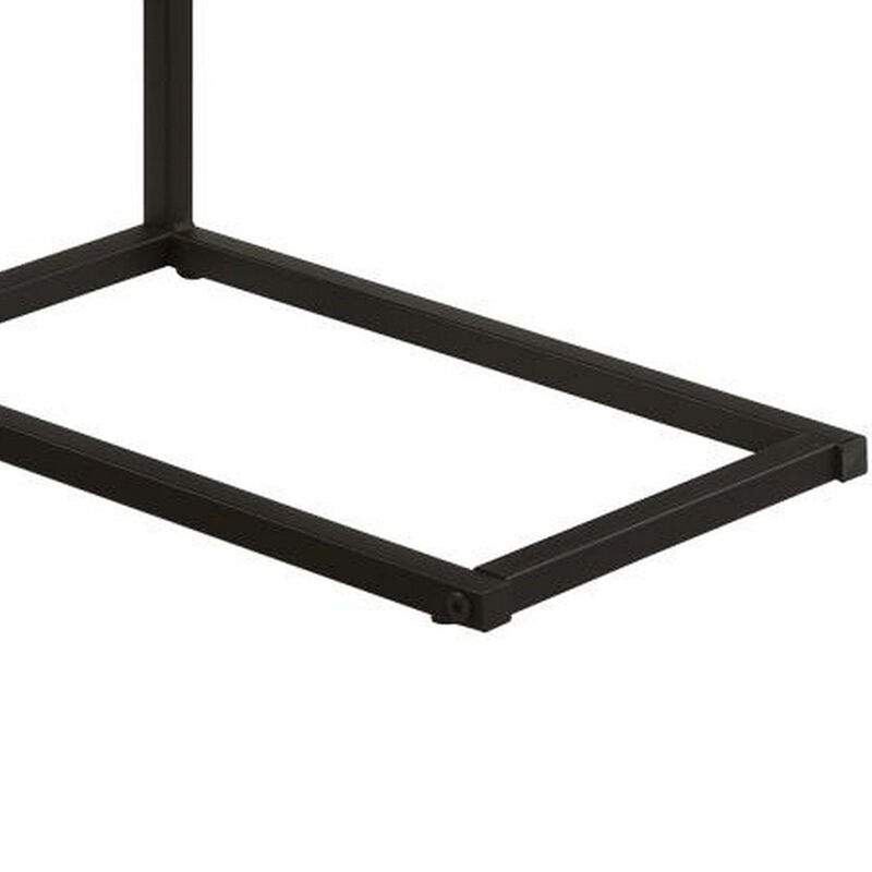 Side Table with Plugin and Cantilever Base, Dark Brown-Benzara