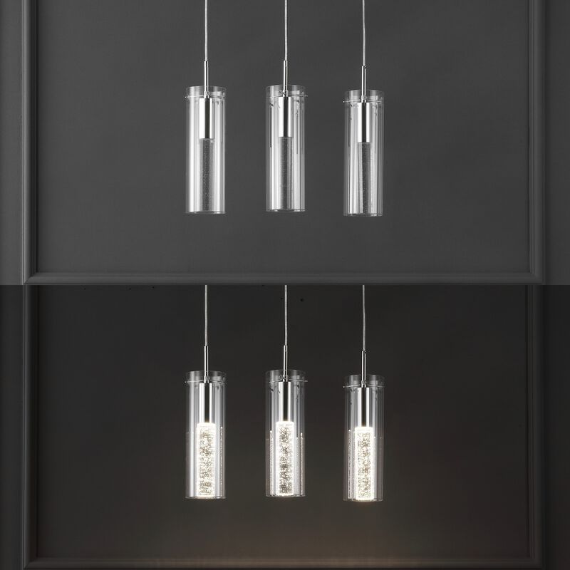 Mium 21.63" 3-Light Modern Style Iron/Crystal/Glass Integrated LED Linear Pendant