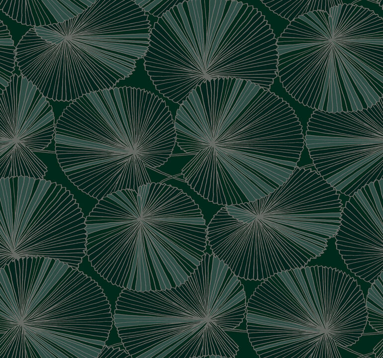 Layered Deep Green Lily Pads Wallpaper
