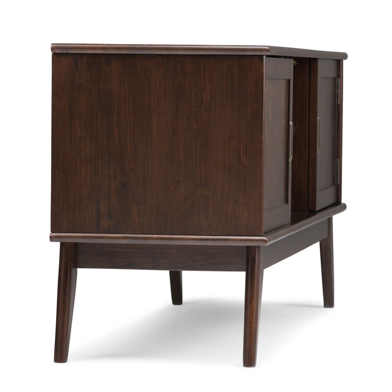 Draper SOLID HARDWOOD 60 inch Wide Mid Century Modern TV Media Stand in Medium Auburn Brown For TVs up to 65 inches