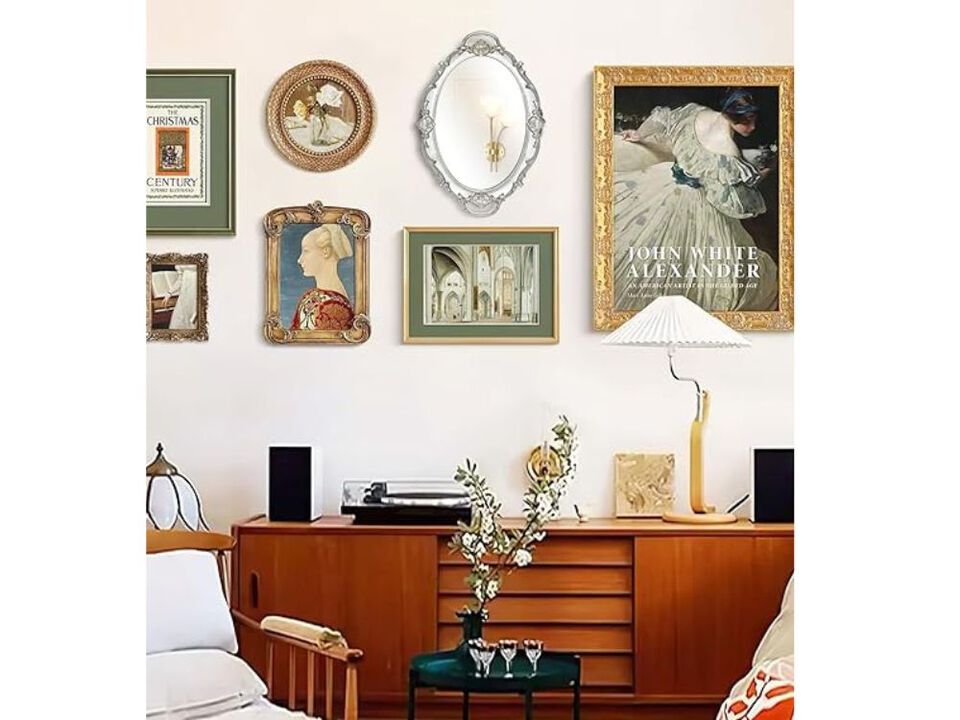 Vintage Oval Wall Mirror – Ornate Hanging Accent for Bedroom