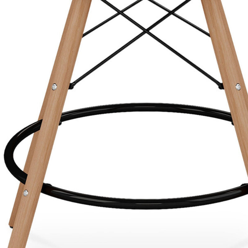 HomeRoots 28" Green And Brown Heavy Duty Plastic And Solid Wood Low Back Counter Height Bar Chair