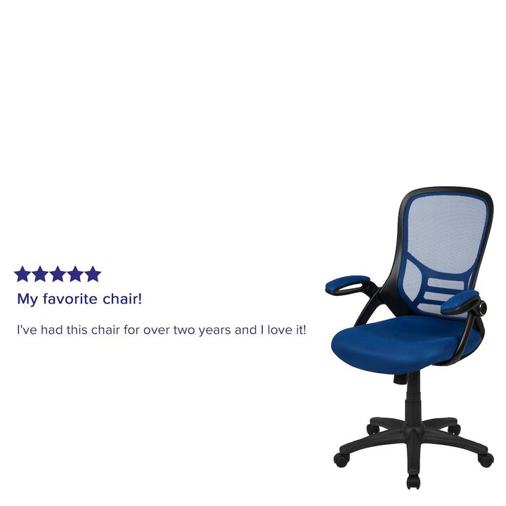 Flash Furniture High Back Red Mesh Swivel Office Chair with Black Frame and Flip-up Arms
