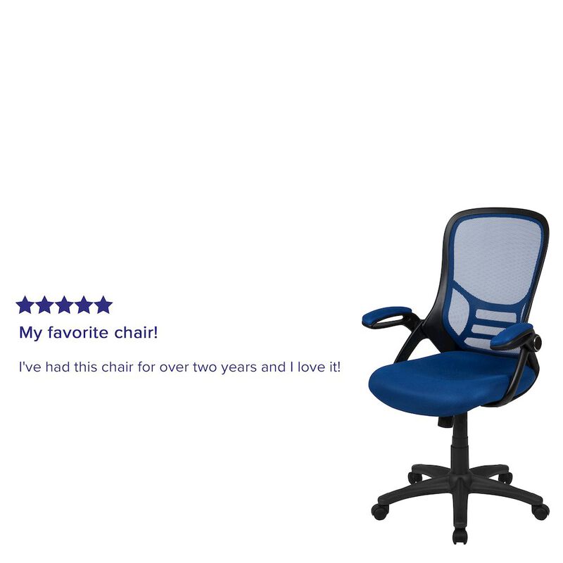 Flash Furniture High Back Red Mesh Swivel Office Chair with Black Frame and Flip-up Arms image number 1
