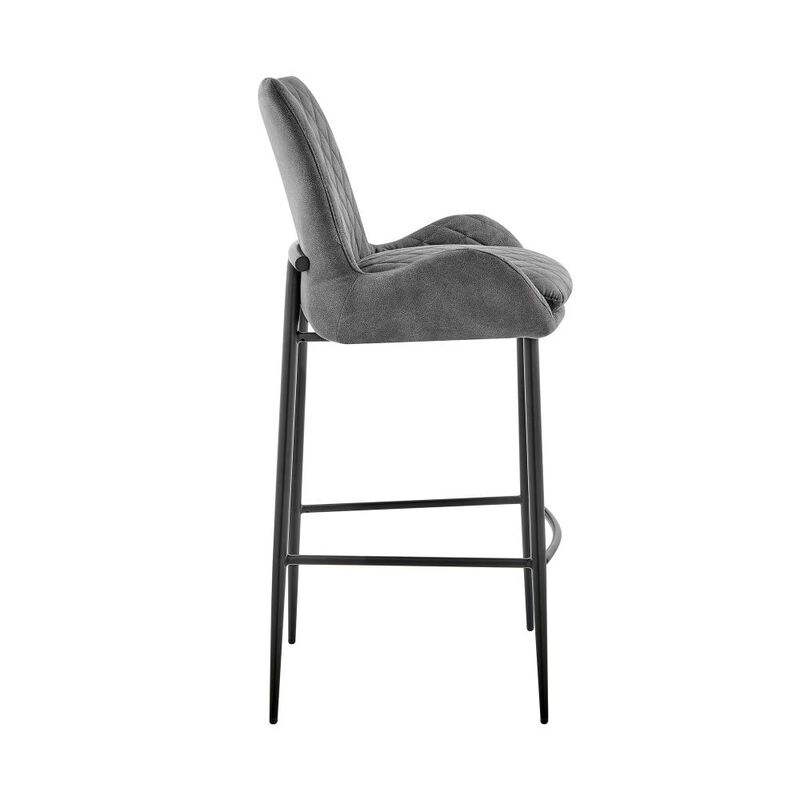 Hivvago 31 Inch Charcoal And Black Iron Bar Height Bar Chair