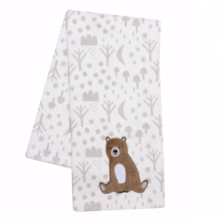 Bedtime Originals Sleepytime Bear White/Brown Soft Fleece Baby Blanket
