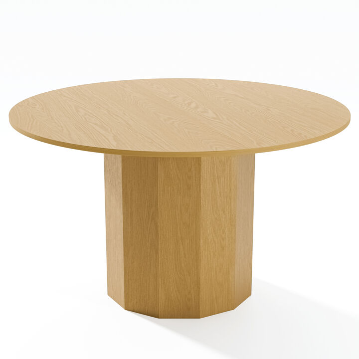 52Inch Straight-edge Natural Color Wooden Dining Table Seats 4-6 People, Suitable for Living Room and Dining Room