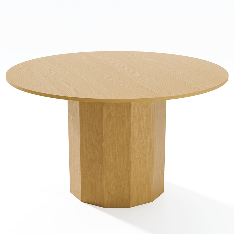 52Inch Straight-edge Natural Color Wooden Dining Table Seats 4-6 People, Suitable for Living Room and Dining Room