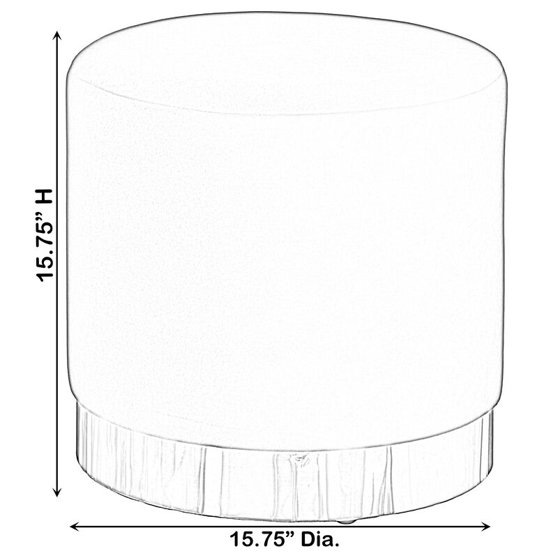 Modern Round Velvet Fabric Standard Ottoman Stool with Gold Base, Dark Green