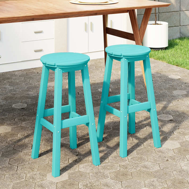 2-Piece 29" HDPE Outdoor Patio Round Bar Stool image number 1