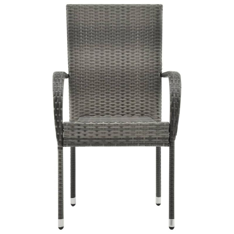 vidaXL Stackable Outdoor Chairs 2 pcs Gray Poly Rattan