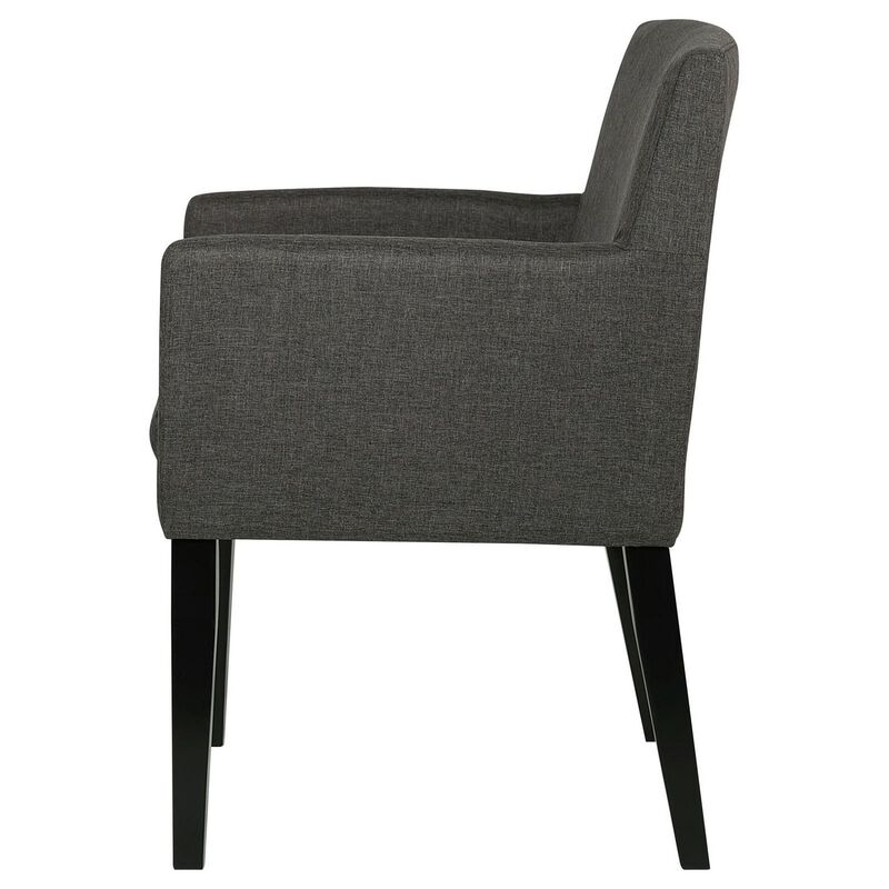 Kinza 24 Inch Armchair Set of 2, Gray, Cushioned Seat, Wood Block Legs