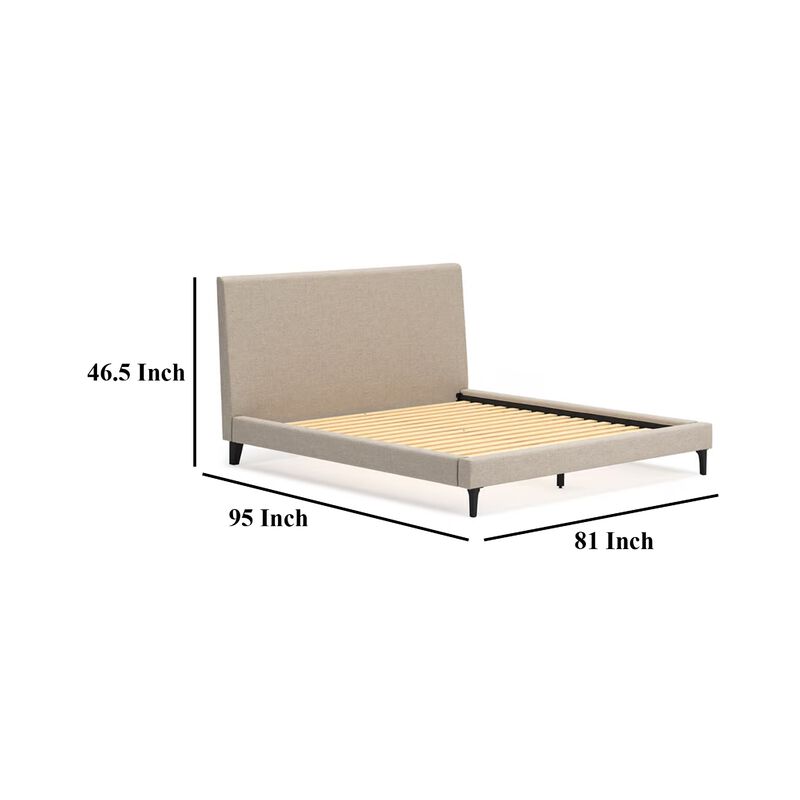 Ciel Low Profile California King Bed, Upholstered Headboard, Gray - Benzara image number 4