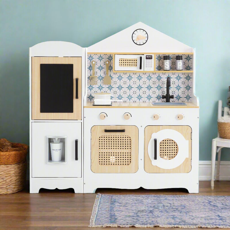 Teamson Kids Little Chef Morocco Play Kitchen & 11 pc. Accessory Set, White/Natural image number 6
