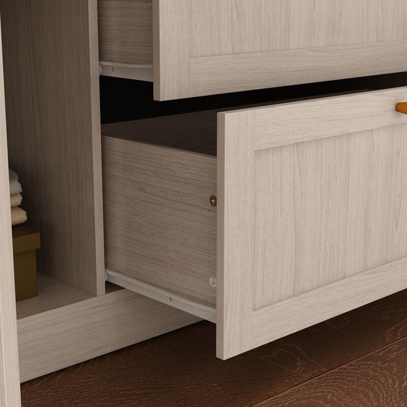 FUFU&GAGA Modular Wardrobe Closet System with Frosted Glass Doors, Gold Handles, Hanging Rods & Drawers,(196.8" W x 98.4" D x 70.9" H),White